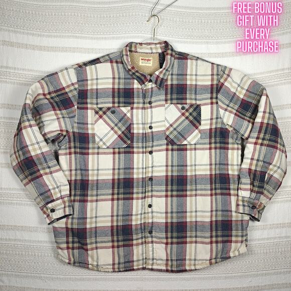 Wrangler Men’s 3XL Plaid Flannel Shirt Jacket Lined Shacket 4 Pockets Used - Picture 1 of 9